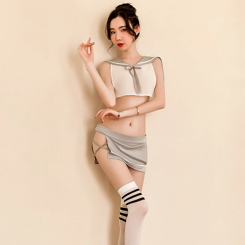 

Sexy Lingerie Women Perspective Bandage Split Innocent Student Uniform Temptation Suit Flight Attendant Skirt Roleplay Slutty