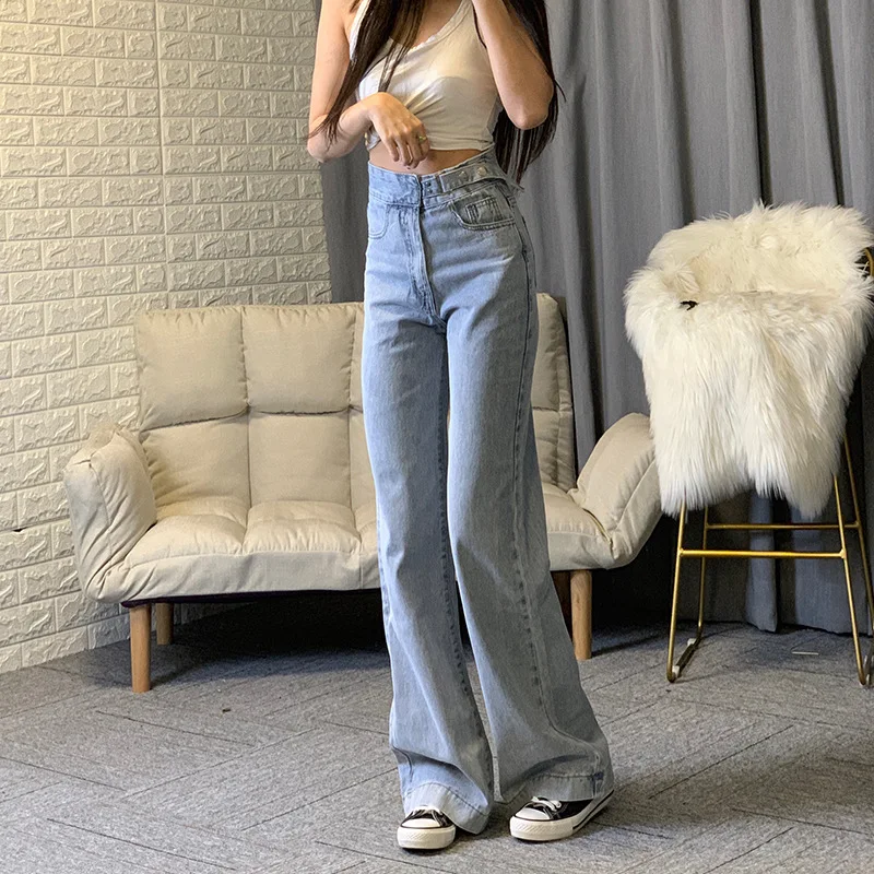 

High Waisted Wide Leg Jeans Grey Blue Baggy Jeans Women Denim Fashion Pants Streetwear 2021 New Straight Leg Trousers Korean 280