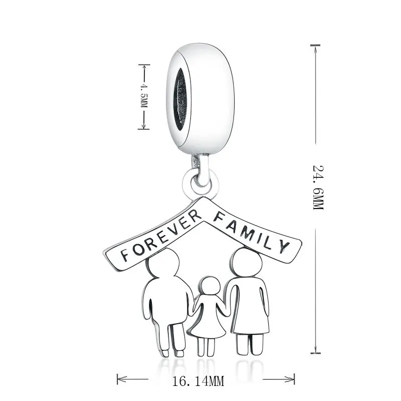 Новые подходит к оригиналу Pandora, очаровательный Браслеты 925 пробы серебро Family Forever родителей и ребенка свисающие сережки, ожерелье сделай сам