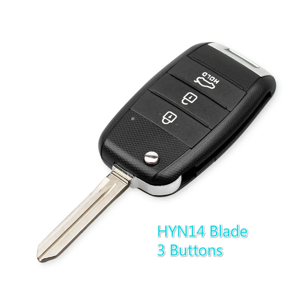 3 Buttons HYN14 KEYYOU 3/4 кнопки Флип складной пульт дистанционного ключа оболочки крышка чехол Замена Брелок для KIA Carens Cerato Форте RIO K2 K3 K5 ключи Брелок Обложка - Количество кнопок: 3 Buttons HYN14