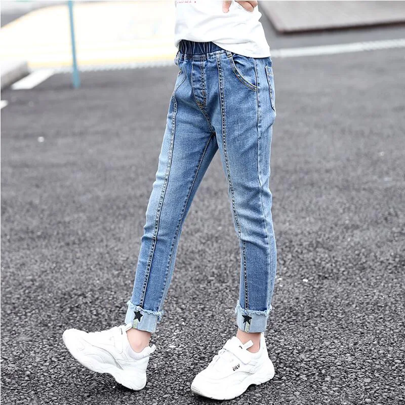 Узкие джинсы леггинсы для девочек маленьких осенне зимняя одежда джинсовые