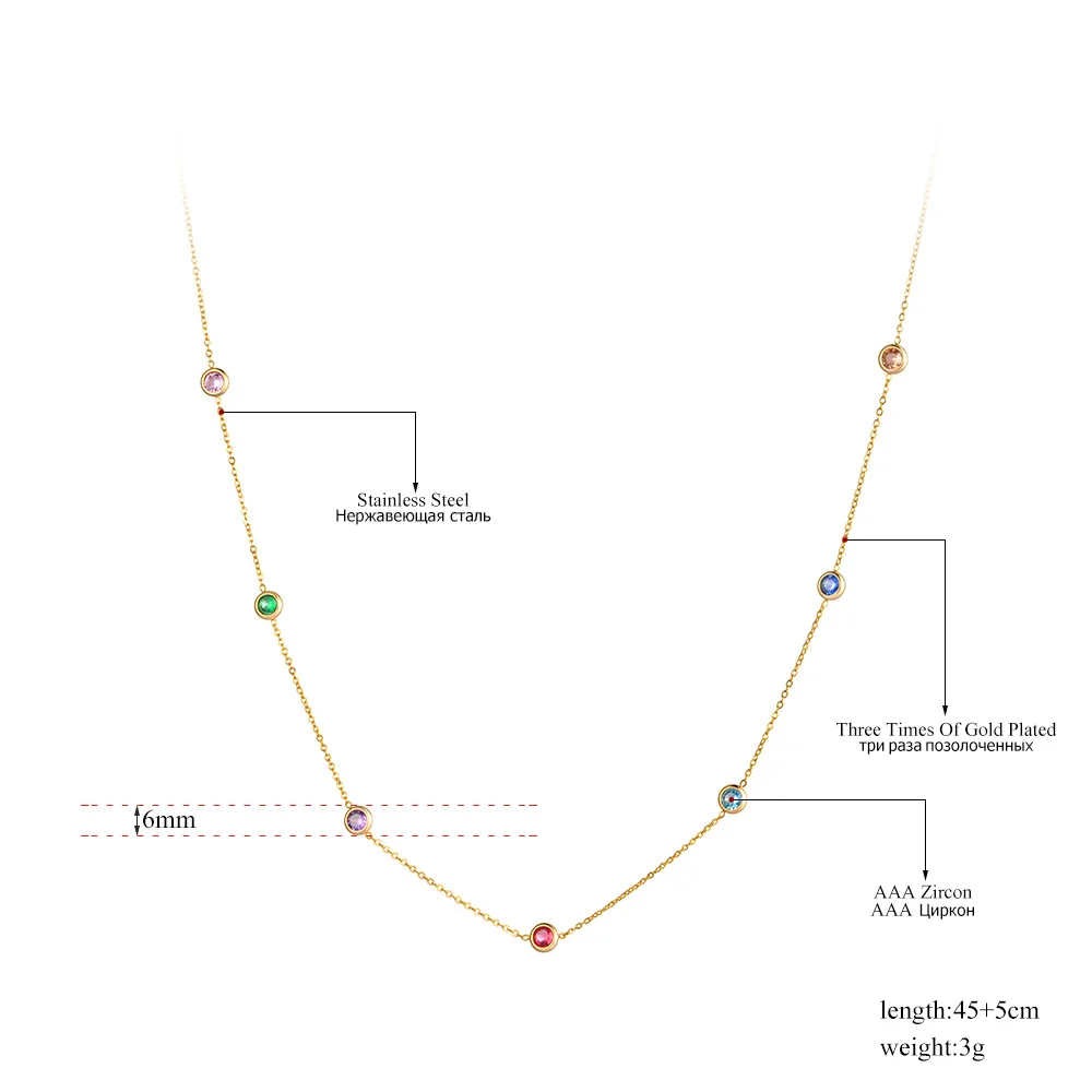 Lokaer Ожерелье из нержавеющей стали с цирконием