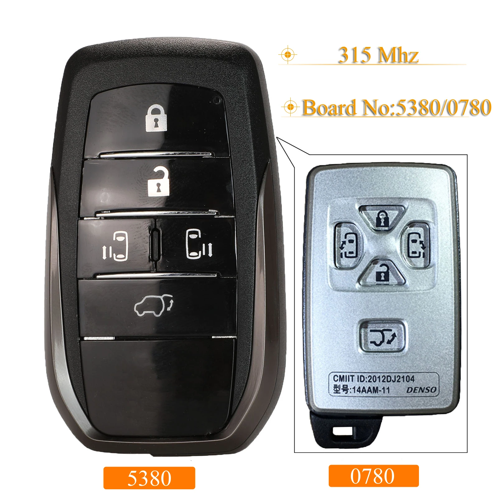 Kutery 5 кнопок Fod 315 МГц 71 чип ASK умный дистанционный ключ для Toyota Previa Alphard Board No: 0780 /