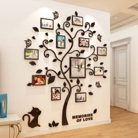 3d acrylic sticker tree mirror wall decals diy photo frame family photo for living room art home decor