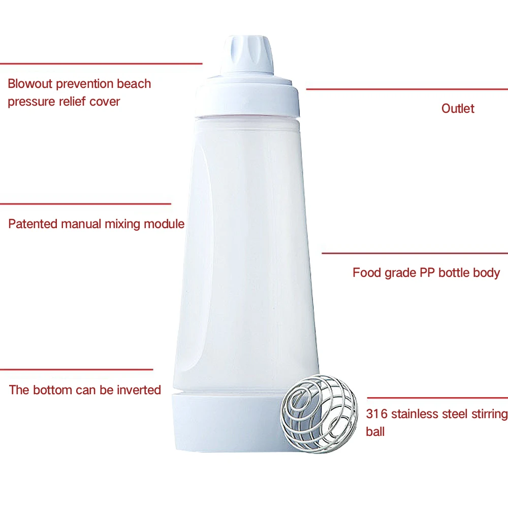 

Batter Mixing Bottle Cupcake Muffin Pancake Dispenser Tool Stirring ball Waffle Blender Bottle Kitchen Cake Baking Tool 1000mL