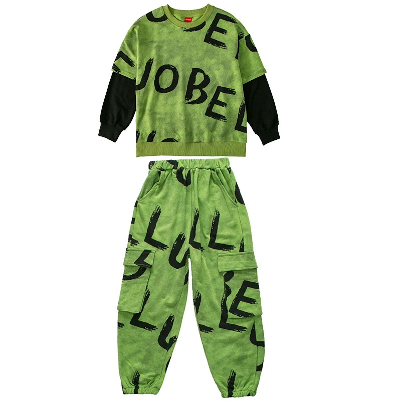 

Children'S Jazz Dance Costumes For Kids Boys New Year'S Hip-Hop Costumes Loose Drums Sweater Pants Performance Clothes 110-180CM