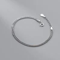 real 925 sterling silver three layered chain bracelets simple beads bracelet fine jewelry for women