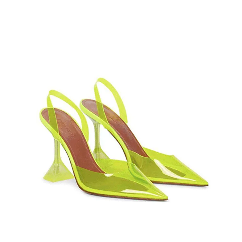 

Бокалы большого размера желтые винные на очень высоком каблуке с острым носком модная женская обувь Baotou на высоком каблуке