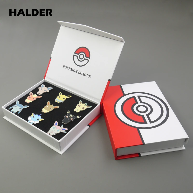 Аниме halder Pocket Monsters Pokemon Eevee family мультфильм коробка Косплей эмаль броши лацкан рюкзак сумки значок булавки подарок 9 шт