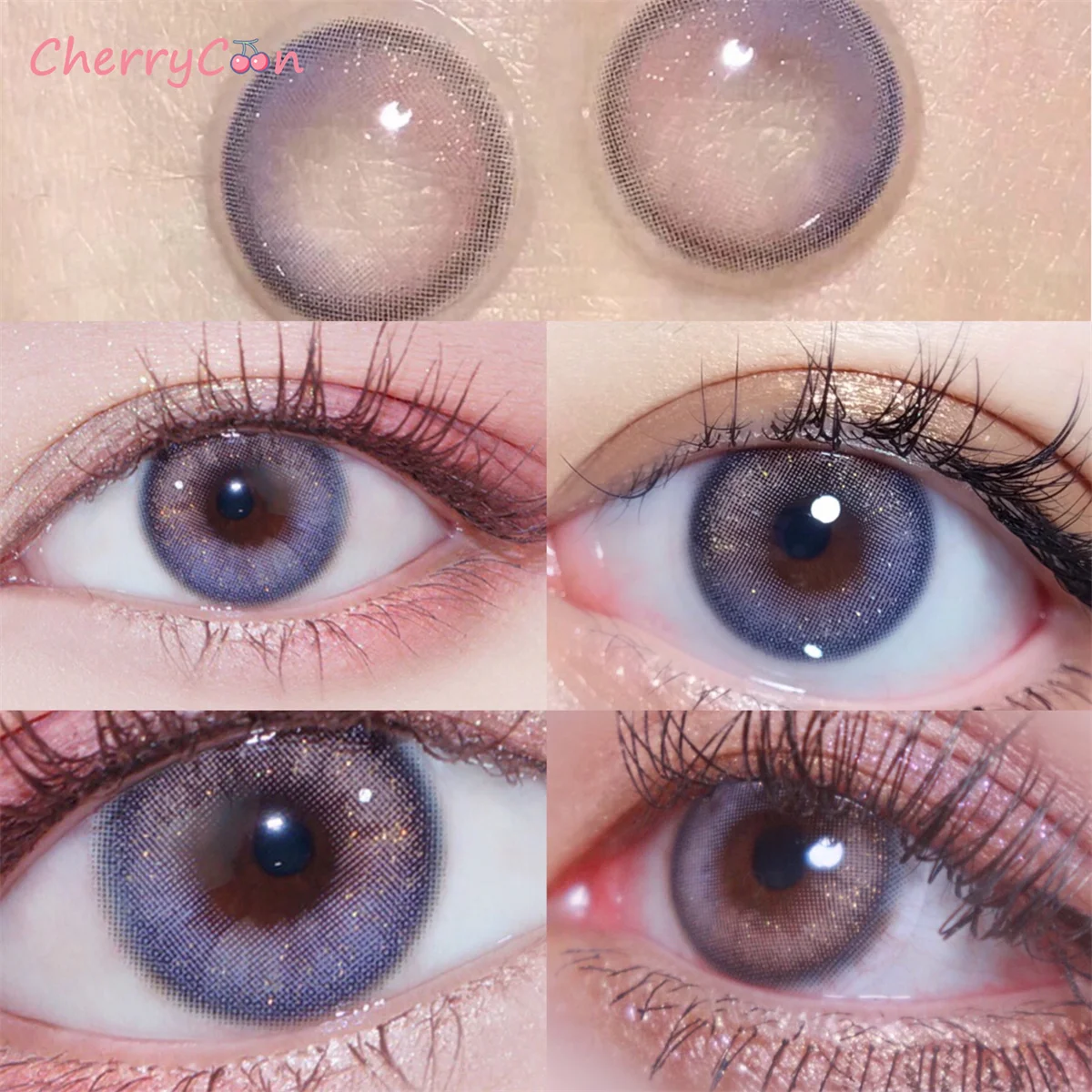 

CherryCon PAPA purple Contact Lenses Annually yearly Colored Soft for Eyes Contact Lens Myopia Prescription degree 2pcs/Pair