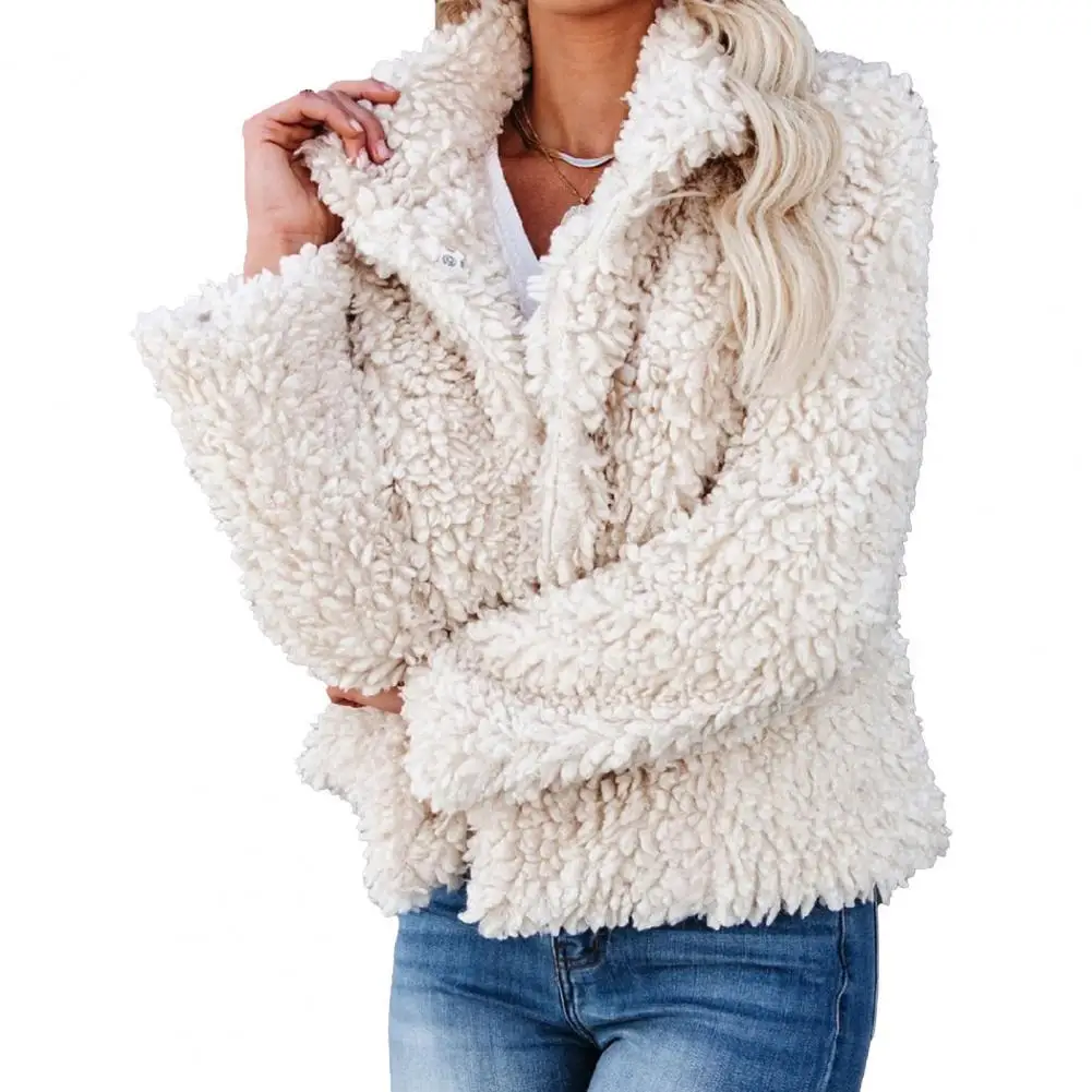 

Женское однотонное пальто, флисовое пальто с отложным воротником и искусственным мехом, свитшоты, кардиган на осень и зиму, пальто для повсе...