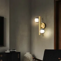 All copper light luxury background wall lamp living room bedroom bedside aisle corridor post-modern minimalist lamp