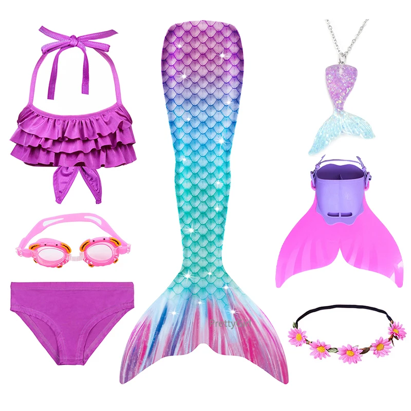 Детский купальный костюм русалочка с хвостом и бикини|Костюмы для девочек| |