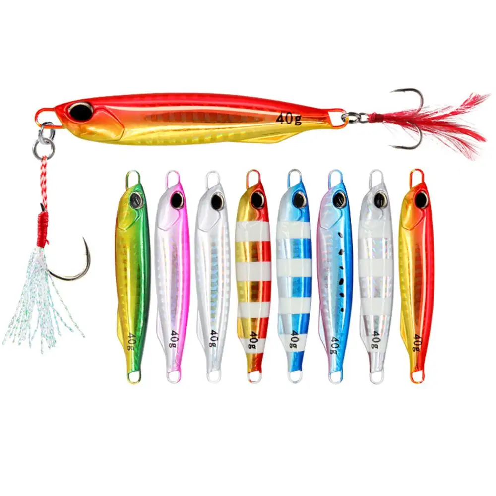 

5PCS Slow Jig Deep Sea Fishing Jigging Glow Zebra Jigbait Spoon Lure Hook Baits 30/40/60g Artificial Bait Bass