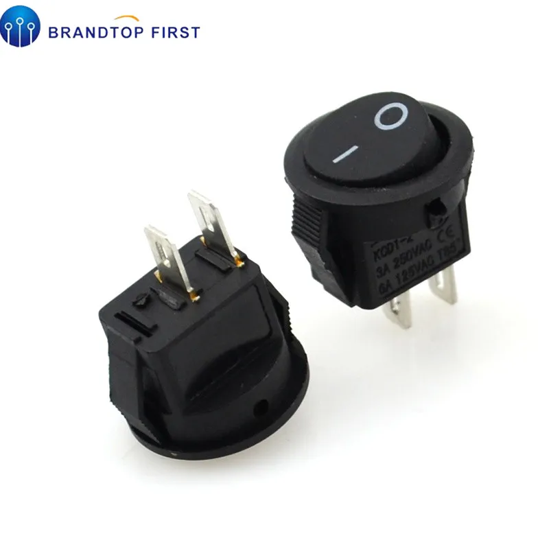 5 шт. 15 мм маленькие круглые черные 2 контактный 3A/250V 6A/125V кулисный переключатель
