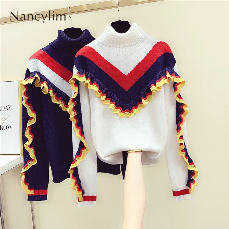 Водолазка женская осенне-зимняя новая теплая вязаная кофта женский джемпер -