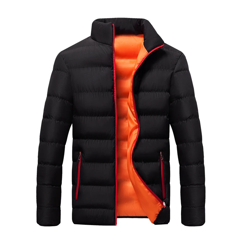 Winter Jacket with Stand Collar for Men and Women, Thick Warm Parka, Solid Color, Fashionable, Streetwear, 5XL