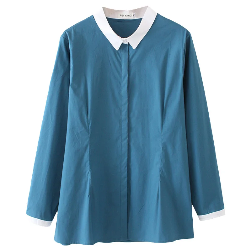 Повседневные блузки размера плюс осень 2019 Модные свободные хлопковые Формальные