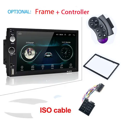 with ISO Cable Автомобильный мультимедийный плеер Camecho Andriod 8,1 с gps-навигацией, автомобильное радио 2 Din, Wifi, USB, FM, MirrorLink, 7 дюймов, HD, автомобильное аудио, стерео радио - Цвет: with ISO Cable