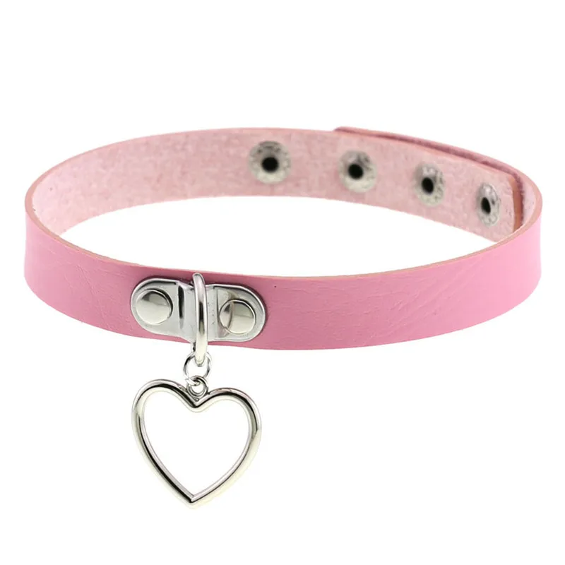 

Fashion Gothic PU Leather Heart Necklace Heart Choker Necklaces Rock Punk Chocker Statement Jewelry Women Collar Necklace boho