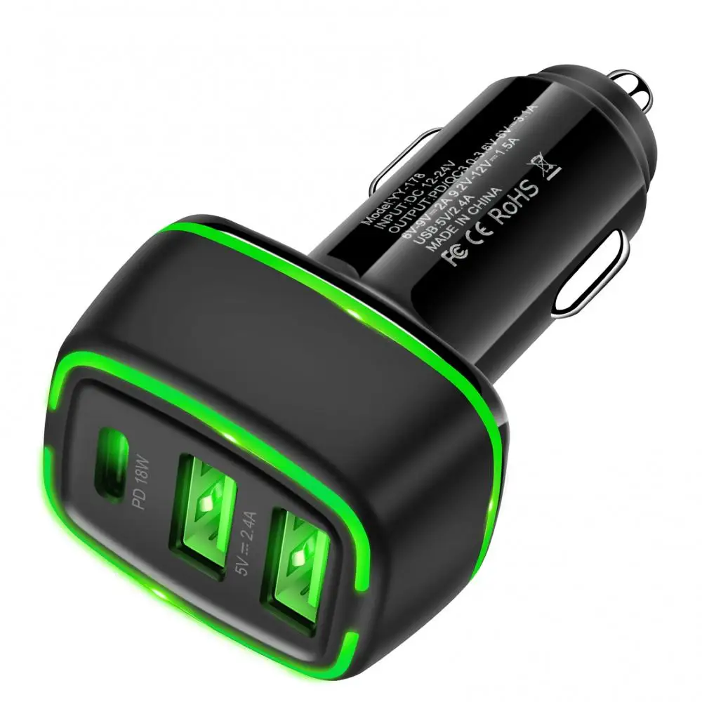 45% хит продаж! Мини Портативный 3 Порты USB QC3.0 PD18W быстрой зарядки Автомобильный