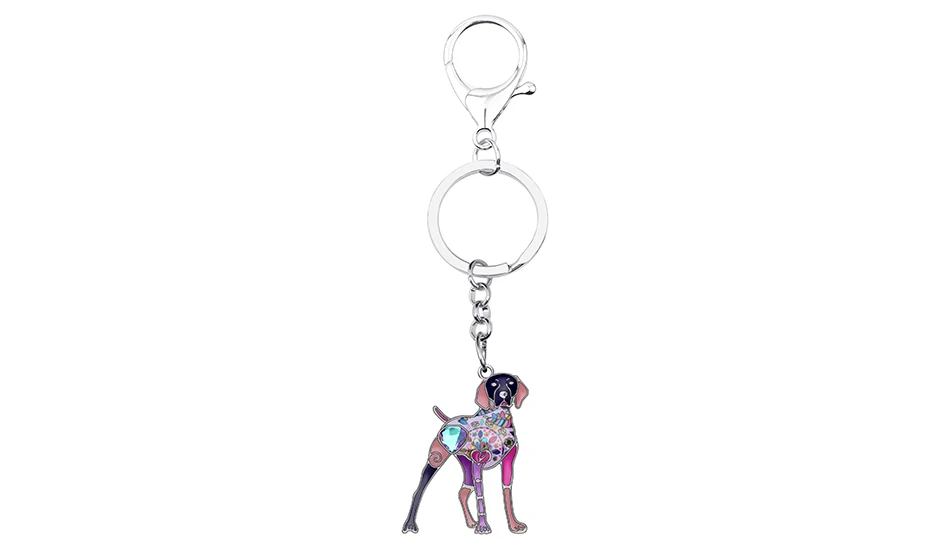 Bonsny Enamel Alloy Rhinestone Floral Doberman Dog Key chains Key Rings Car Purse Bag Decorations Keychains For Women Girls Gift