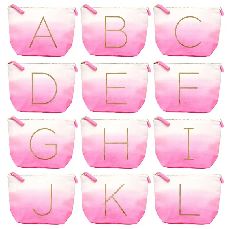 Розовые Свадебные холщовые косметички для макияжа на заказ блестящее имя сумка