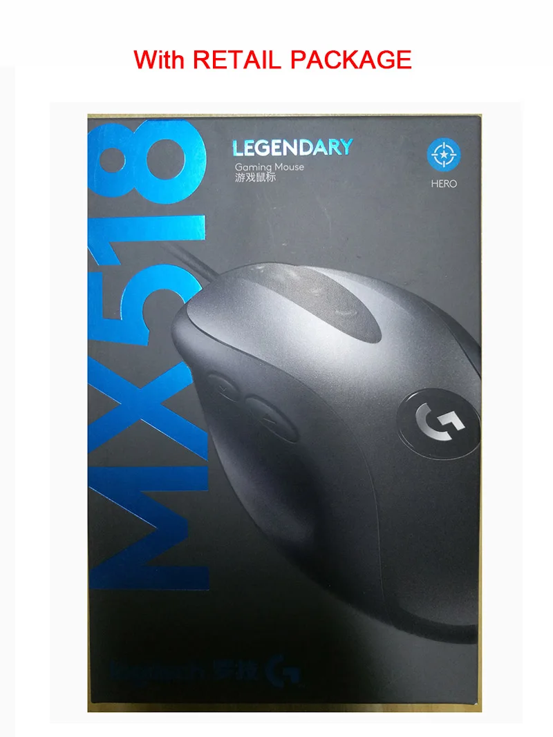 Зеленый Logitech MX518 легендарная игровая мышь проводная мышь с 16000 dpi HERO sensor Legend Reborn для геймера - Цвет: Зеленый