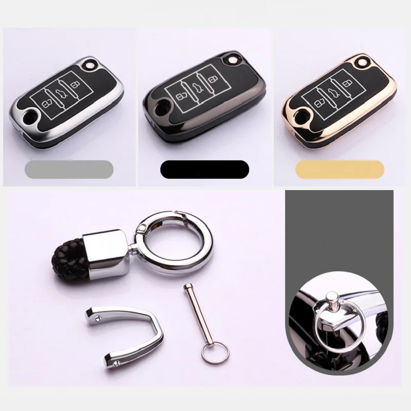 

Luminous Leather Alloy Car Key Cover Case For Roewe RX5 i6 2018 2019 For MG ZS 3 button Car Styling Accessories Keychain Holder