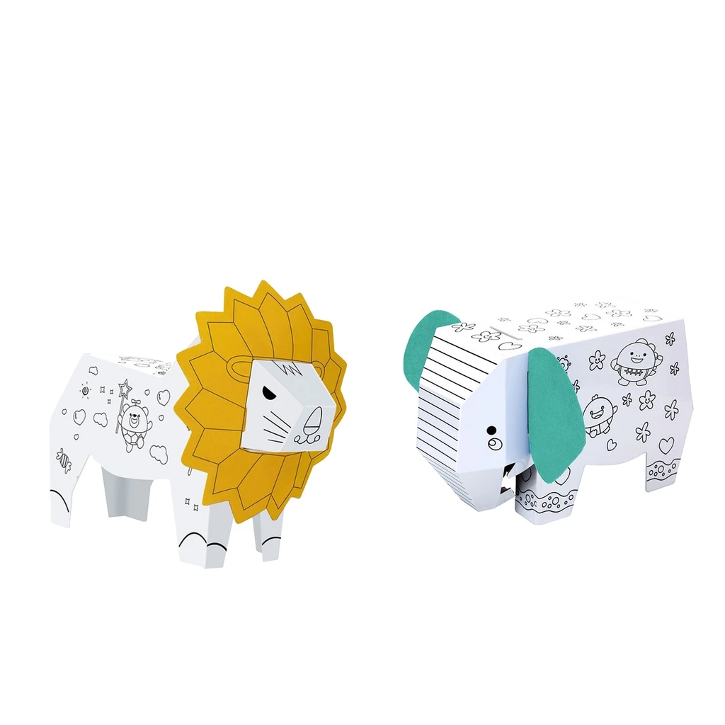 

DIY 3D Animals Puzzle Jigsaw Doodle Toy Decor Craft For Kids