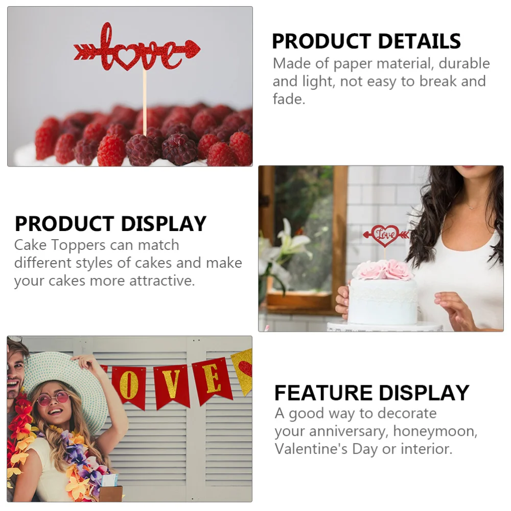 

1 Set Valentine's Day Festival Banner Decorative Cake Toppers Party Supplies