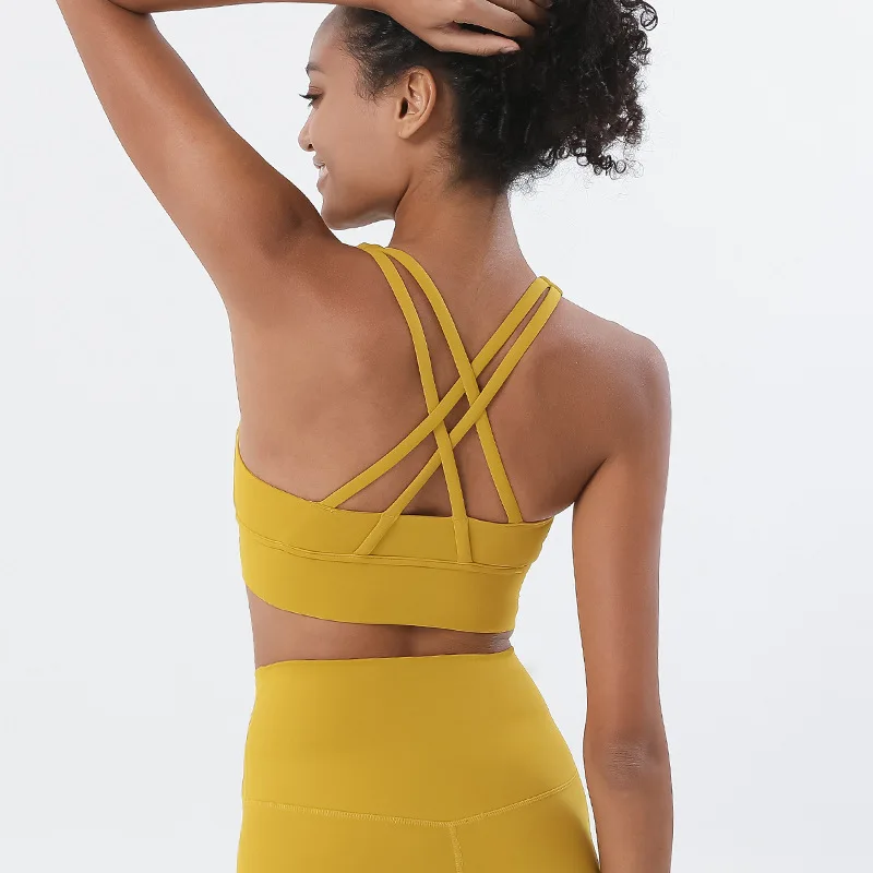 

2021 New Arrival Women Seamless Yoga Bralette Stretchy Padded Shock Proof Running Crop Top Sling Vest Fitness Training Yoga Bra