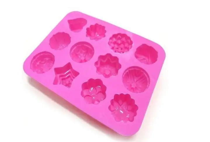 

1Piece Small DIY Kitchen Silicon 12 Flowers Form For Muffin Silikon Bakeware Rubber Baking Mould Chocolate Egg Tart Mold 20*16cm