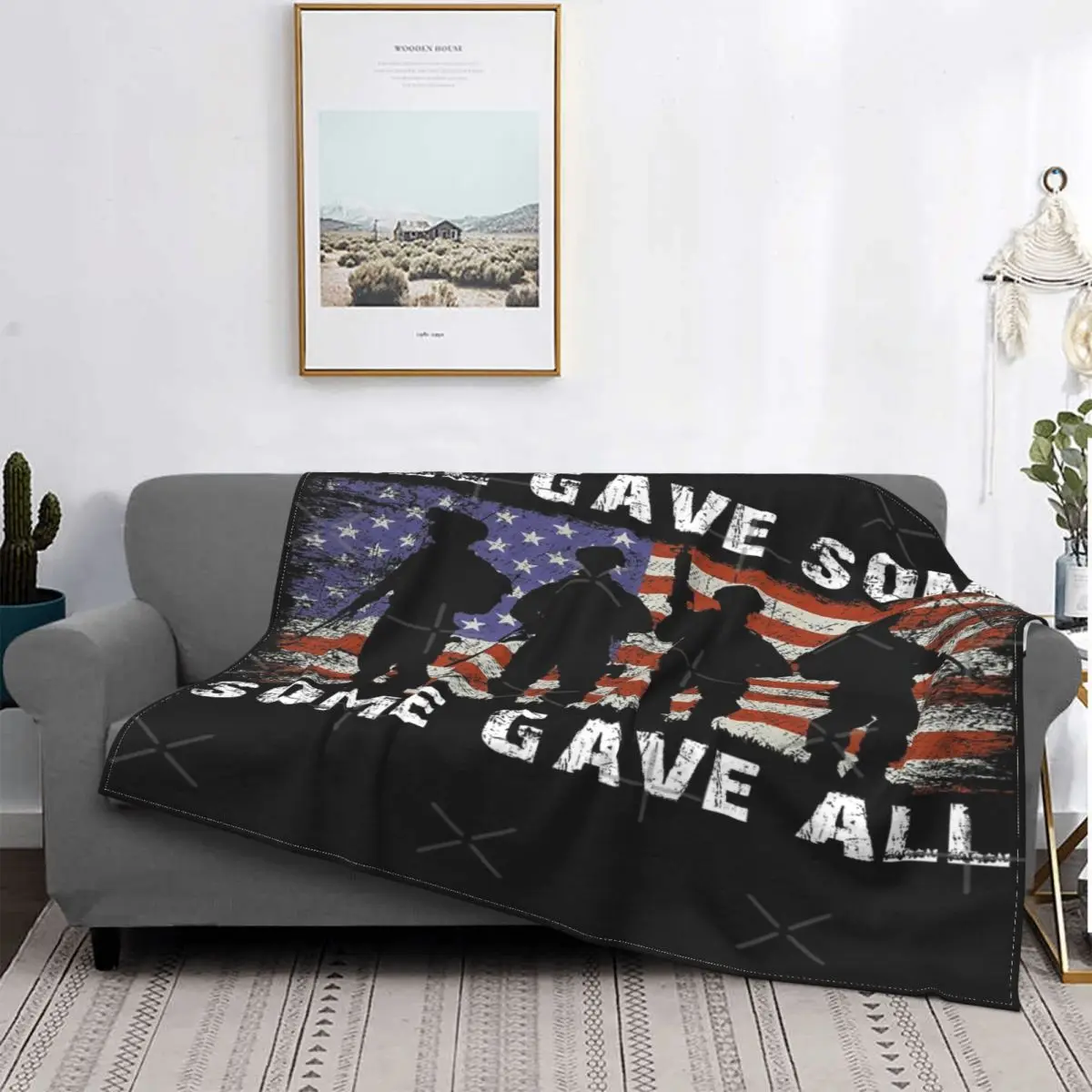 

Manta de muselina a cuadros con capucha para cama, manta con estampado de la bandera americana de los Veteranos, con aspecto Vin