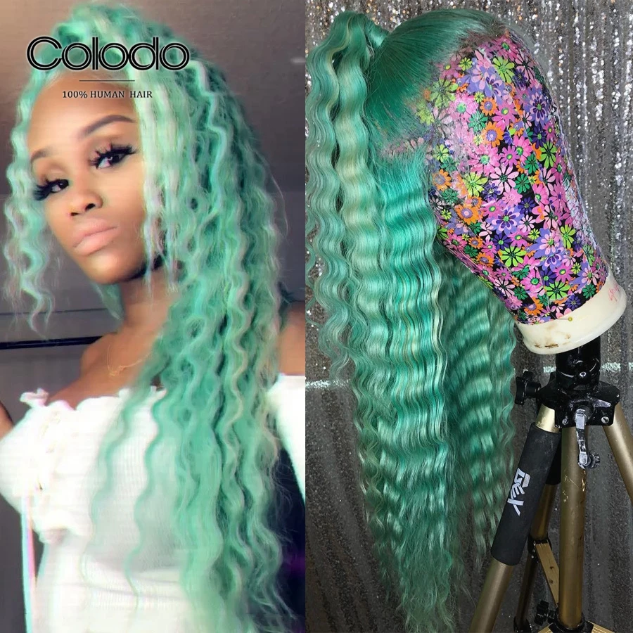 Волосы волнистые COLODO кружевные передние волосы зеленого цвета Remy для женщин |