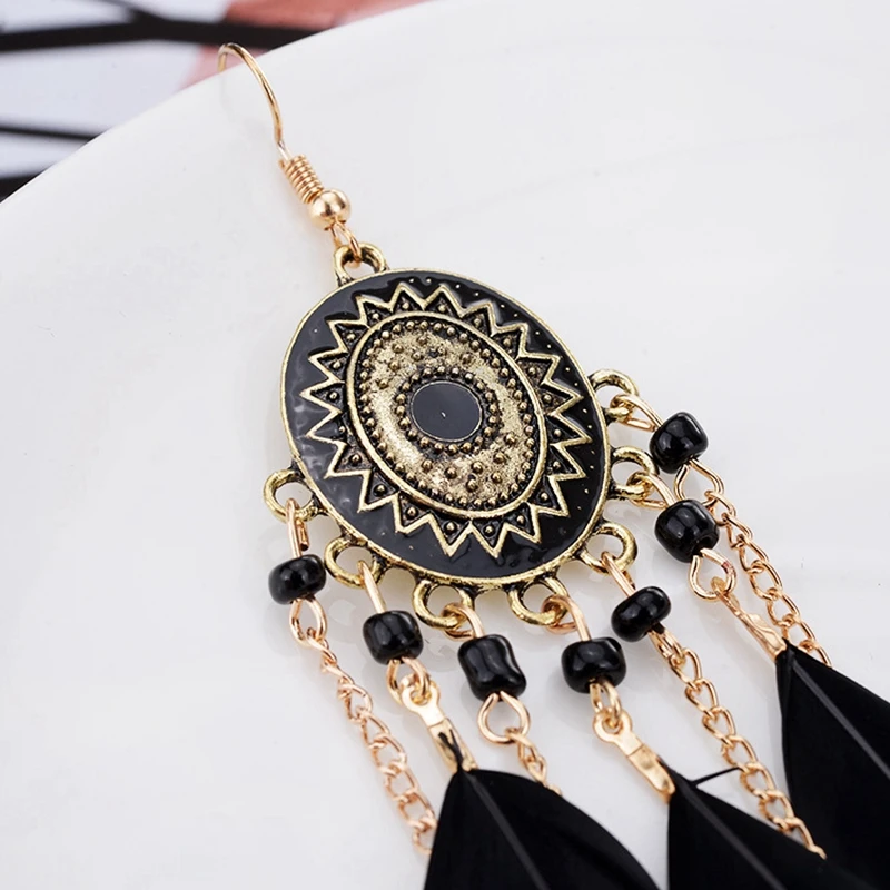 SHUANGR 2019 длинные кисточки модные перо стиль этнические бохо большие висячие