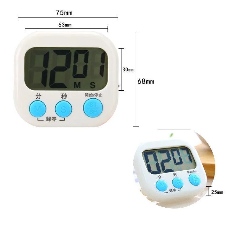 LCD Digital Kitchen Countdown And Count Up Timer Clock Cooking With Magnetic Backing Stand For Egg Soup Alarm |