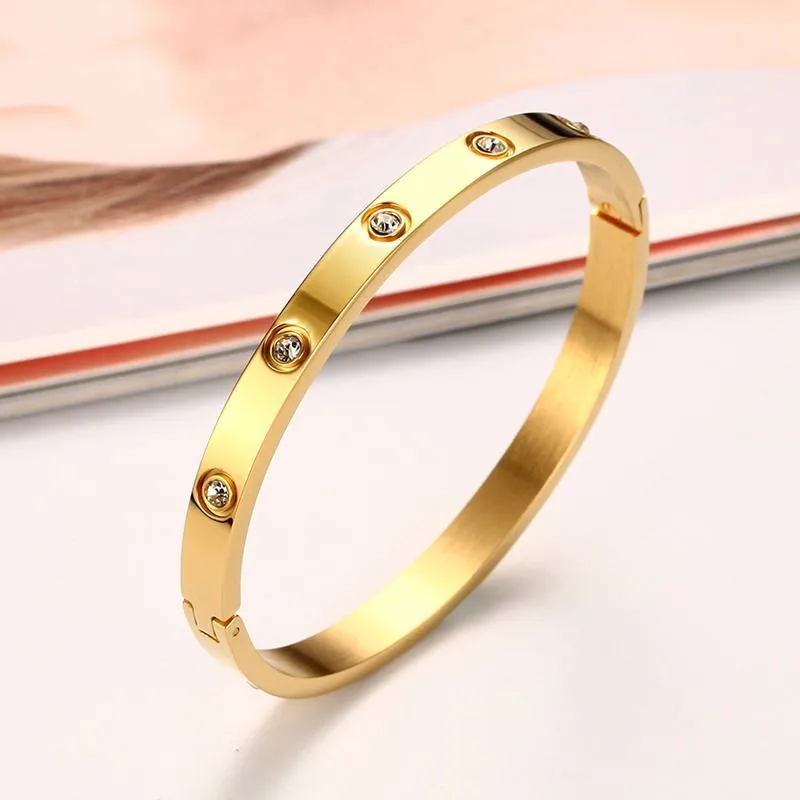 

Fashionable Classic Bracelet Titanium Steel Gold Open Bracelet Women's Zircon Jewelry