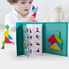 Магнитная 3D головоломка Танграм, тренировочная игра по мышлению, Детские Обучающие деревянные игрушки по методике Монтессори для детей