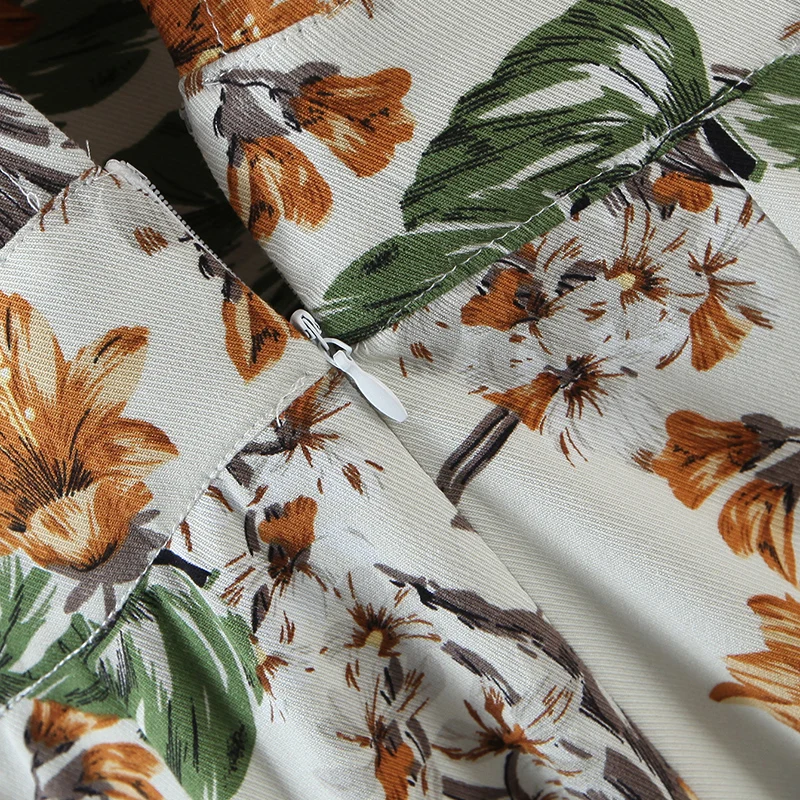 

Za Summer 2021 Women Chic Flower Print Trim Chiffon Jumpsuit Ladies V-Neck Short Flared Sleeve Rompers Vestidos Bodycon