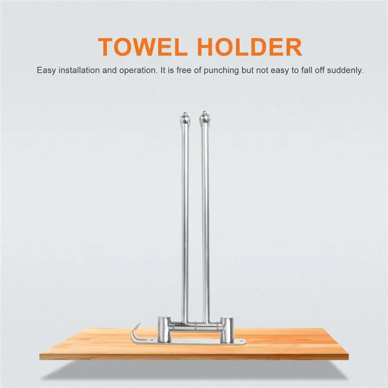 

Stainless Steel Towel Organizer Bar With 2 Arms Wall Mounted Swivel Towel Holder With Crown Shape End Bathroom Swivel Towel Rack