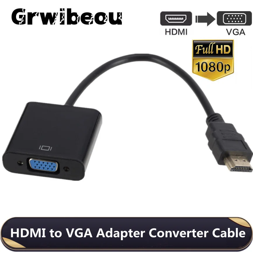 Grwibeou-Cable adaptador HDMI a VGA, convertidor analógico Digital, macho a VGA, para tableta, portátil, PC y TV, HD 1080P