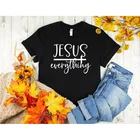 Женская хлопковая рубашка с принтом христианский Иисус все религиозная Библия, с коротким рукавом и круглым вырезом