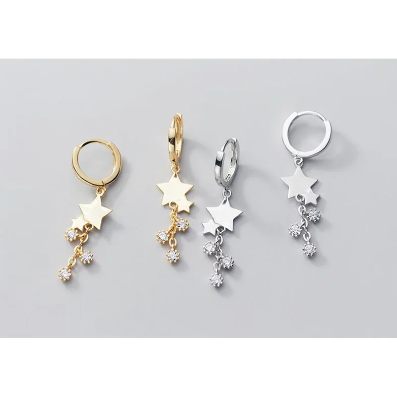 Женские длинные серьги-кольца из серебра 925 пробы с фианитами | Украшения и