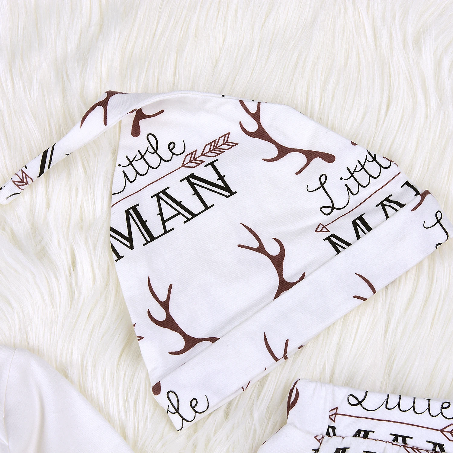

2020 Newborn Baby Boy\u2019s Clothes Unique Letter Long Sleeve Bodysuit Cute Antlers Long Pants with Hat 0-18M Christmas Suit