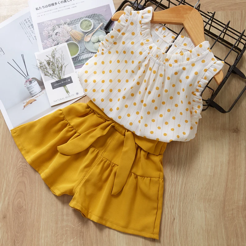 AY264 Yellow Menoea/комплекты детской одежды г. Новая летняя стильная детская одежда с короткими рукавами и принтом букв комплекты одежды для маленьких девочек - Цвет: AY264 Yellow