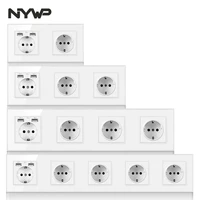 nywp eu 3 frame power plug 16a grounding power socket with usb output 258mm86mm tempered glass panel white