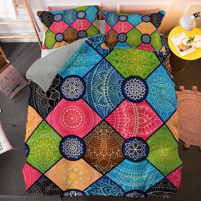 Комплект постельного белья с геометрическим рисунком мандала королева 2/3 шт. |