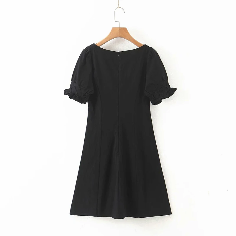 

2021 New Women O-neck Vestidos Solid Color Puff Sleeve Sexy Fashion Mini Dress Female Chic Tube Elegant Party Dresses