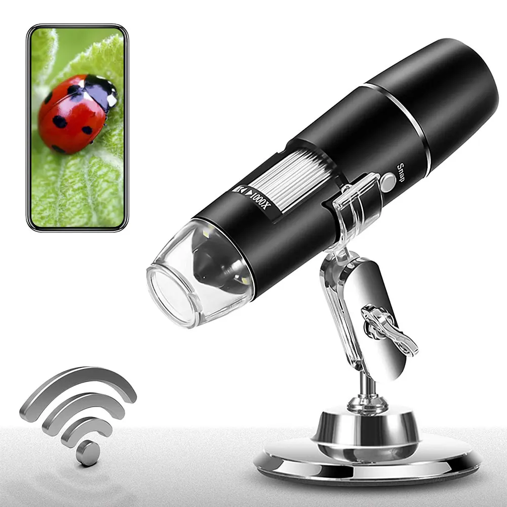 

Portable Wireless Digital USB Magnifier Electronic Microscope 1X-1000X With 8 LED Light WiFi USB Endoscope Camera For Smartphone